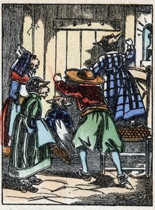 Illustration du conte « Le loup, la chèvre et les sept biquets ». Gravure sur bois de l