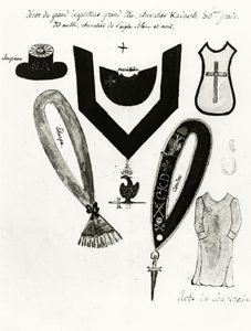 Illustrations des insignes et de la tenue maçonniques du Chevalier Kadosh, 30e degré, dans le Rite écossais de la franc-maçonnerie, 1813