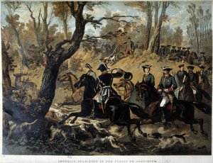 Impératrice Eugénie et Napoléon III : Scène de chasse à Compiègne - French School