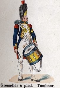 Garde impériale Napoléon Ier : Grenadier à pied - Tambour. Planche du livre Les Uniformes de l