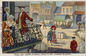 Pour prévenir la famine, Anne-Robert-Jacques Turgot ordonne la distribution gratuite de grains, France, vers 1770 - French School