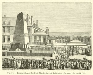 Inauguration du buste de Marat, place de la Réunion, Carrousel, le 2 août 1793 - French School