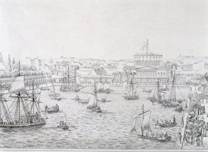 Inauguration du Bassin de la Villette, Paris mai 1821 - French School
