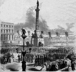 Inauguration de la Colonne du Congrès (1850-1859). Bruxelles, Belgique