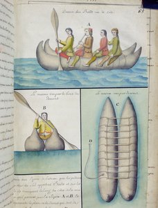Indiens des mers du Sud utilisant des bateaux appelés Balds - French School