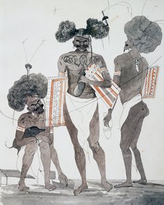 Habitants de Port Dori, aquarelle de Jules-Louis Lejeune, basée sur Voyage autour du monde - French School