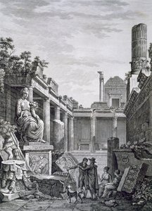 Intérieur des thermes romains, Nîmes, des Antiquités de la France : Vol I, Monuments de Nîmes - French School