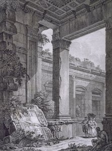 Intérieur du Temple de Diane, Nîmes, des Antiquités de la France : Vol I, Monuments de Nîmes - French School