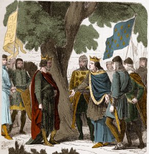 Entrevue de Gisors en Haute-Normandie entre le roi Philippe Auguste et le roi Henri II Plantagenêt d