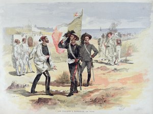 Troupes italiennes occupant Massaoua, Érythrée en 1885 - French School