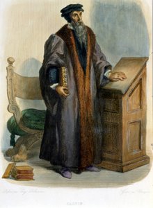 Jean Calvin (Jean Cauvin, réformateur et écrivain français (1509-1564) - dans « Le Plutarque français », Ed. Mennechet - French School