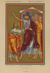 Jésus-Christ portant les blessures de la Crucifixion (chromolithographie) - French School
