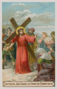 Jésus console les femmes qui pleurent pour lui. La huitième station de la croix - French School