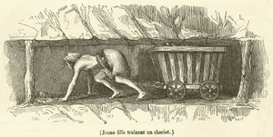 Jeune fille traînant un chariot