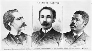 José Martí (1853-95), Gonzalo de Quesada (1868-1915), Juan Gualberto Gomez (1854-1933), illustration du Monde Illustré, 16 mars 1895 - French School