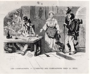 Compagnon arrivant dans une pension, vers 1850 - French School