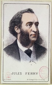 Jules Ferry (1832-93). illustration pour un manuel scolaire. fin XIXe siècle