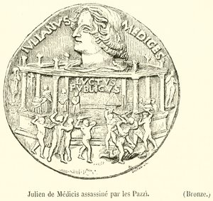 Julien de Médicis assassiné par les Pazzi, Bronze - French School