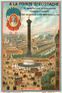 Colonne de Juillet commémorant la Révolution française de 1830, Paris (chromolithographie) - French School