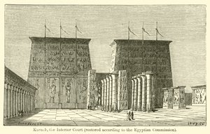 Karnak, la cour intérieure, restaurée selon la Commission égyptienne - French School