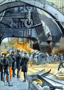 Roi Carlos I (Charles I du Portugal) aux Ateliers du Creusot dans "Le Petit Parisien" du 26/02/1899 - French School