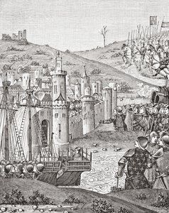 Le roi Charles VII, quittant Rouen, part assiéger la ville de Harfleur, d
