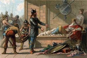 Le roi Clovis III dit Le Fainéant, roi de France de 691 à 695. Chromolithographie vers 1890 - French School