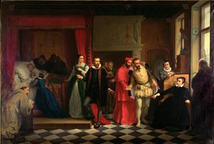 Le roi François II (1544-60) sur son lit de mort, 1865 - French School