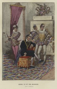 Le roi Henri III de France et ses favoris, les Mignons, 16ème siècle - French School