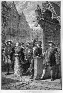 Le roi Henri VIII rencontre Anne de Clèves - gravure de «L