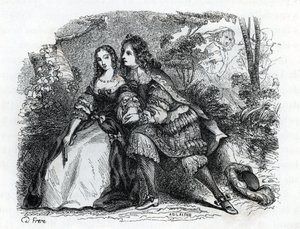 Le roi Louis XIV (1638-1715) et sa maîtresse Louise de La Vallière (1644-1710) (gravure) 1846 - French School