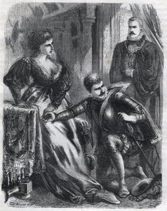 Le roi Philippe II (1527-1598) surprend son fils, le prince Don Carlos (1545-1568), tentant de violer sa belle-mère, la reine Élisabeth (1545-1568) (Élisabeth de France ou Isabelle de Valois), le 17 janvier