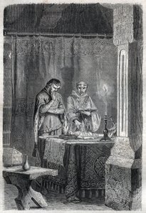 Le roi de France Charles V le Sage (1338 - 1380) consulte les devins. Gravure dans « Histoire des Papes (...) Crimes des Reines, Rois et Empereurs à travers les siècles » par Maurice Lachatre