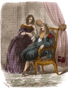 Roi de France Louis XIV (1638-1715) avec Françoise Athénaïs de Rochechouart Mortemart, Marquise de Montespan (ou Madame de Montespan) (1640-1707). Gravure du 19ème siècle - French School