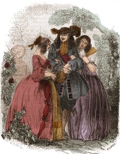Roi de France Louis XIV (1638-1715) avec Hortense Mancini (1646-1699) et sa sœur Marie Mancini (1639-1715). Nièces de Mazarin - French School