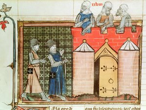 Les Templiers devant Jérusalem, du Roman de Godefroi de Bouillon - French School