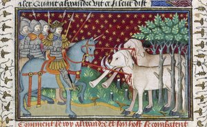 Chevaliers attaquant des éléphants, du 