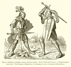 Chevaliers en armure complète, avec le salade - French School