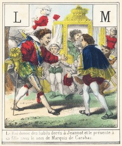 Le roi donne à Jeannot des habits dorés et le présente à sa fille sous le nom de Marquis de Carabas