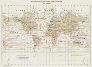 La Chaleur à la Surface du Globe Terrestre, Lignes Isothermes - French School