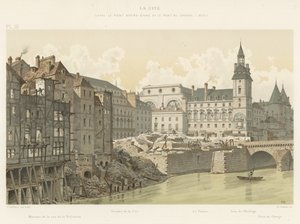 La Cité, entre le Pont Notre-Dame et le Pont au Change, 1800 - French School
