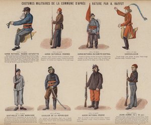 La Commune de Paris, Costumes Militaires De La Commune par A Raffet (lithographie en couleur) - French School