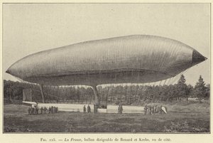 La France, ballon dirigeable de Renard et Krebs, vu de côté - French School