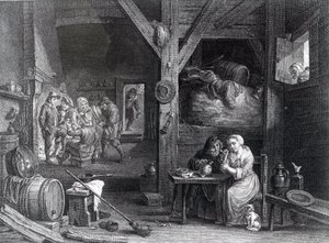 La Fumeuse, gravure de Jean Baptiste Patas d