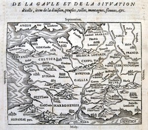 La Gaule, ses fleuves et ses montagnes - dans « La Cosmographie universelle du bout du monde » de François de Belle Forest, éd. Sonnius, Paris - French School