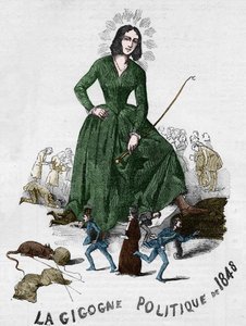 La Gigogne politique de 1848 (George Sand (Aurore Dupin, Baronne Dudevant) (1804-1876) écrivain français). Caricature réalisée à Bourges en 1848 de la collection romantique d