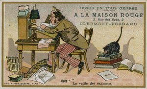 Carte de commerce La Maison Rouge, la veille des examens
