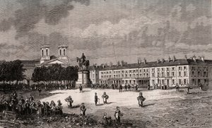 La Roche-sur-Yon (La Roche sur Yon) - Pays de la Loire - place Napoléon - gravure dans « La France illustrée : géographie, histoire, administration statistique » par V.-A. Malt-Brown. 1884 - French School