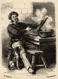 La bouillabaisse du marin marseillais au 19ème siècle - gravure dans "PATRIE" - DESCRIPTION PICTURESQUE DE LA FRANCE EN 6 VOLUMES PAR LUCIEN HUARD - fin 19ème siècle