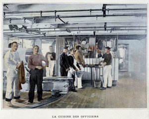 La cuisine des officiers - dans « Album militaire - Marine : La vie à bord » - French School